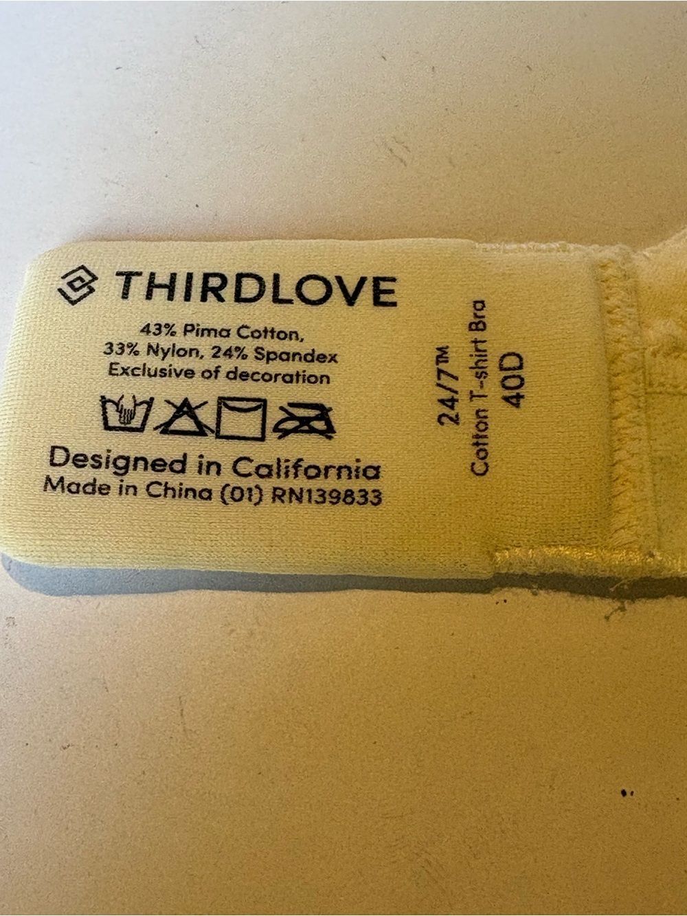 Third Love 24/7 Cotton T-Shirt Bra UW Cream Size 40D - Picture 3 of 6